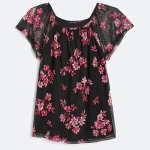 Papermoon Black and Pink Floral Blouse